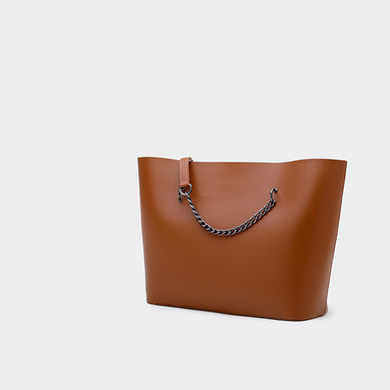 Women’s Vegan Leather Large Tote Bags with Chains image 3