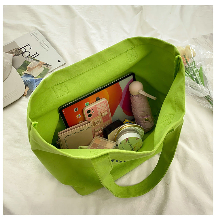 Women’s Letter Print Canvas Shopping Tote image 4