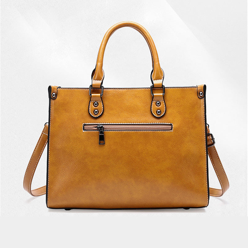 Women’s Vegan Leather Joint Tote Bags with Crossbody Strap image 4