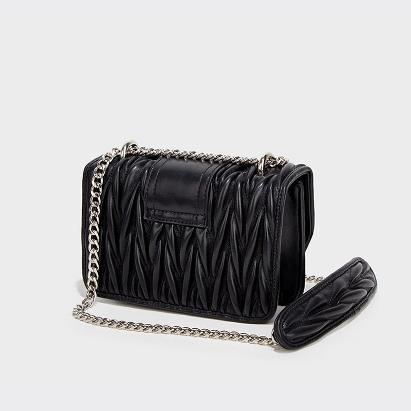Women’s Jeweled Circle Quilted Small Crossbody Bags in Genuine Leather image 3