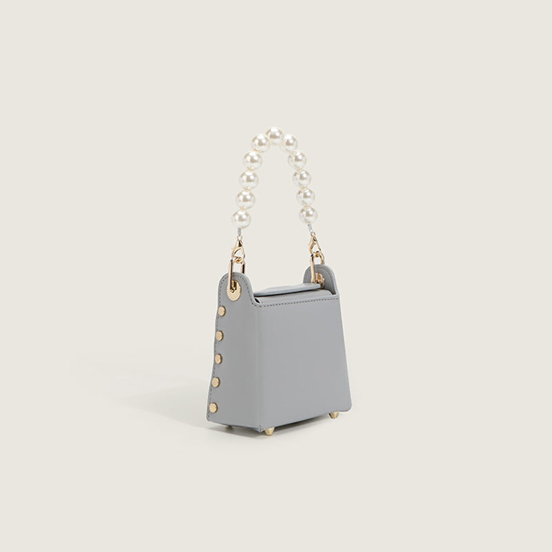 Women’s Mini Pearls Top Handle Handbags with Crossbody Chains image 5