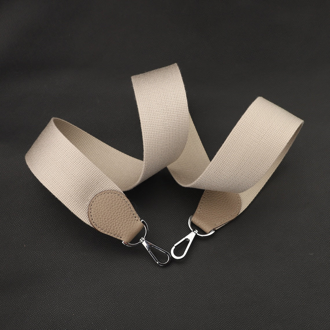 Canvas Bag Strap: 5cm Wide, Leather Accents, Gold Clasp