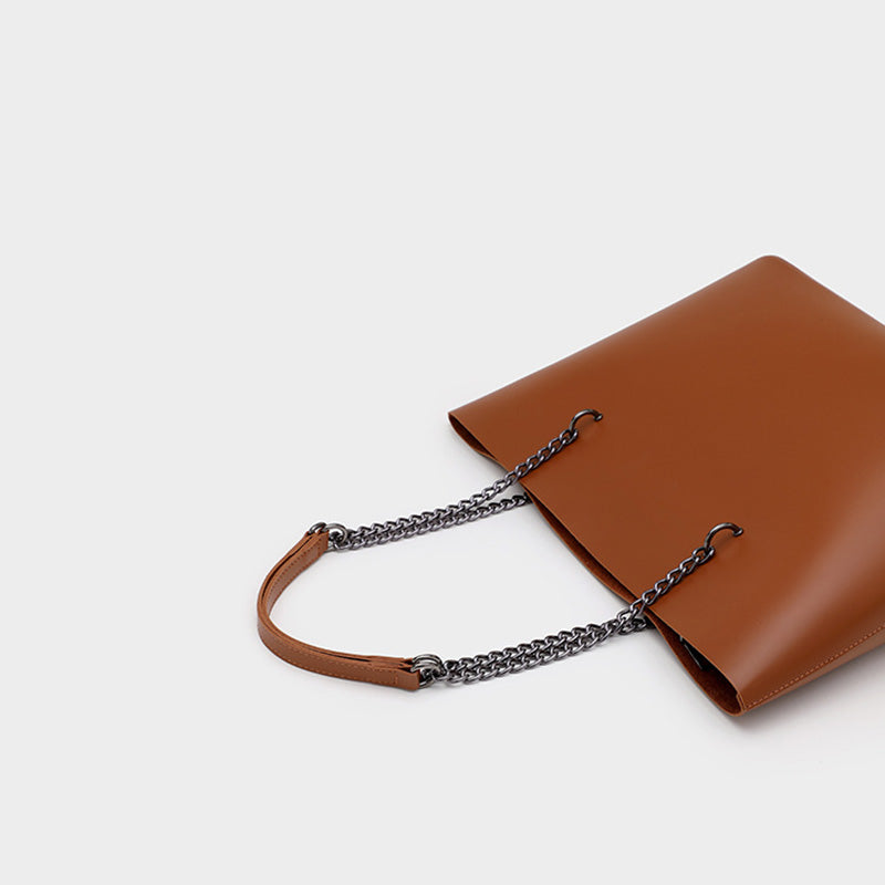 Women’s Vegan Leather Large Tote Bags with Chains image 5