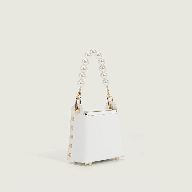 Women’s Mini Pearls Top Handle Handbags with Crossbody Chains image 3