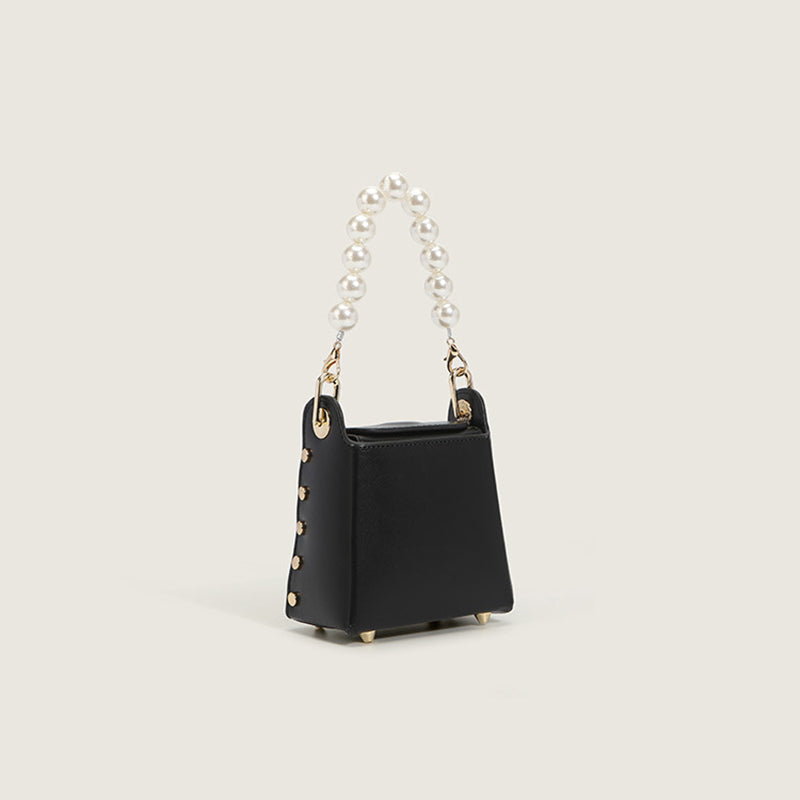 Women’s Mini Pearls Top Handle Handbags with Crossbody Chains image 7
