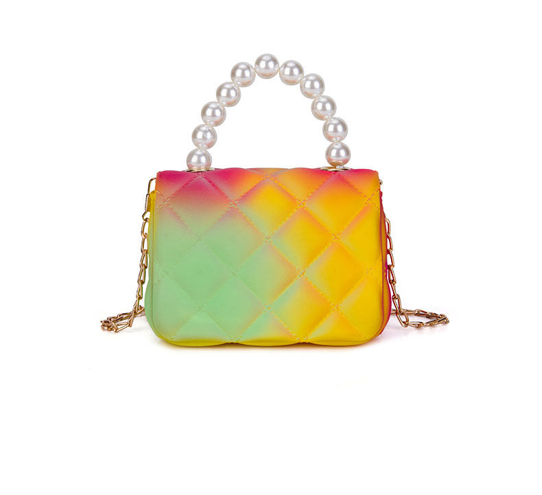 Women’s Multi Color Quilted Handbags with Crossbody Chain image 4