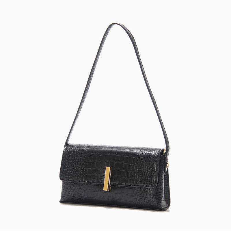 Women’s Croc Mini Baguette Bags in Black Vegan Leather image 2