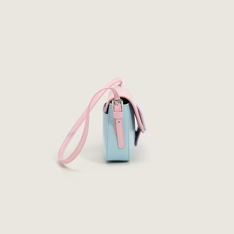 Women’s Contrast Color Flap Baguette Bags in Vegan Leather image 3