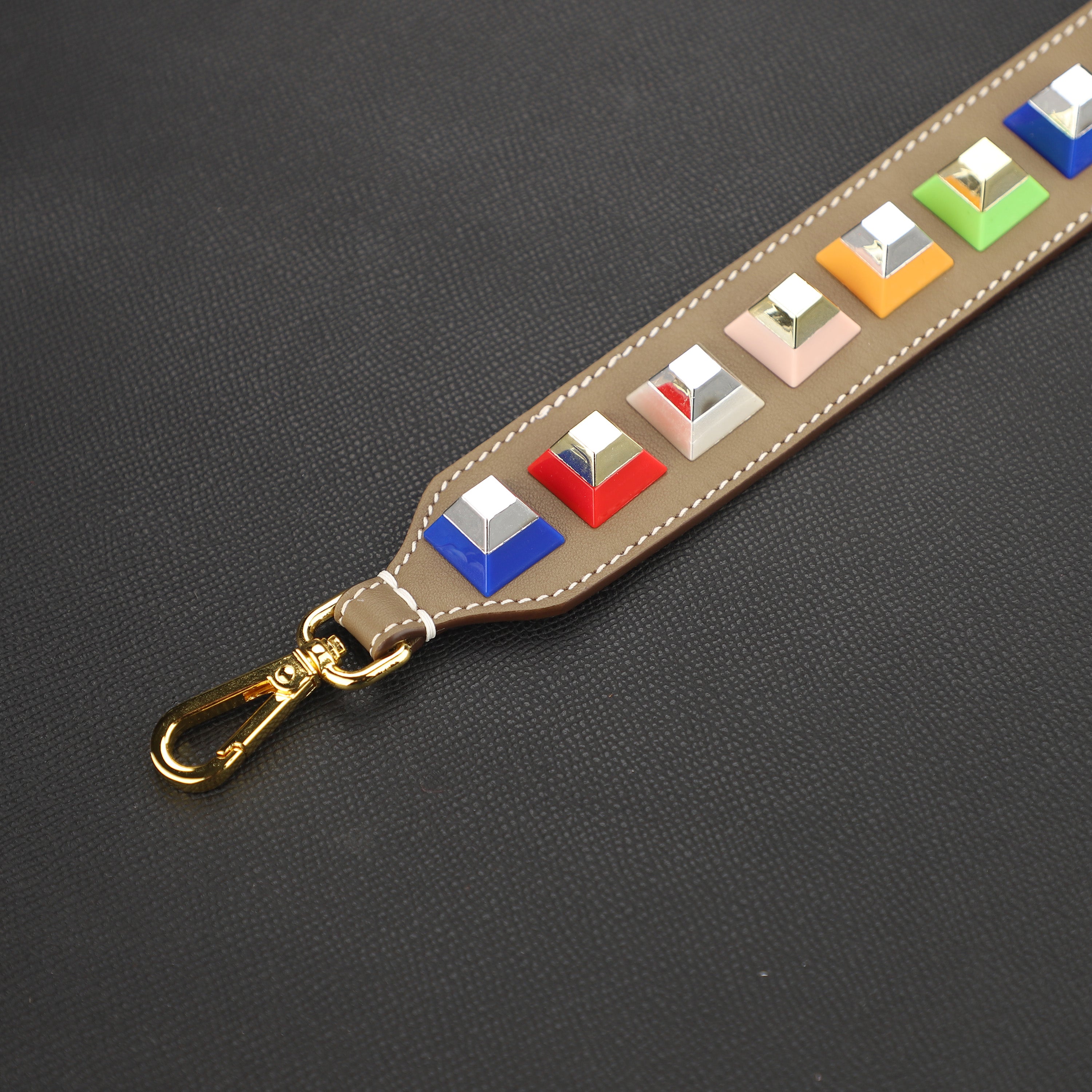 4cm width Pre-owned Multicolor Studded Leather  shoulder Strap,Strap You Bag Strap,Crossbldy strap,Guitar strap for women bags