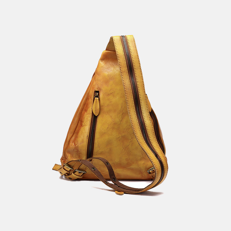 Women’s Flower Embossed Vintage Genuine Leather Sling Bags image 9