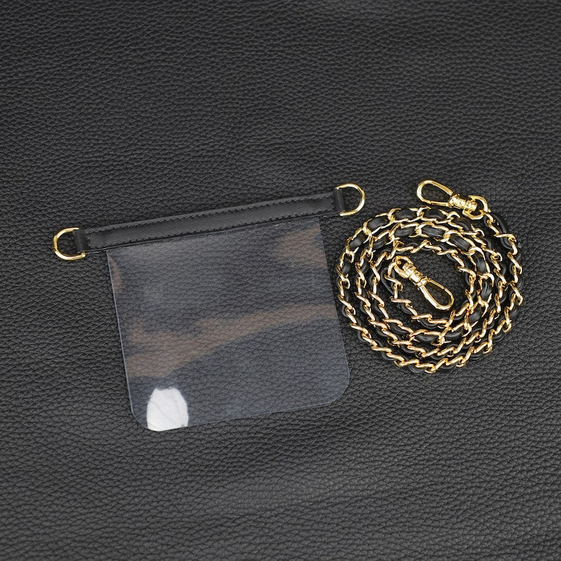Leather Chain Wallet Strap: Transparent Silicone Insert
