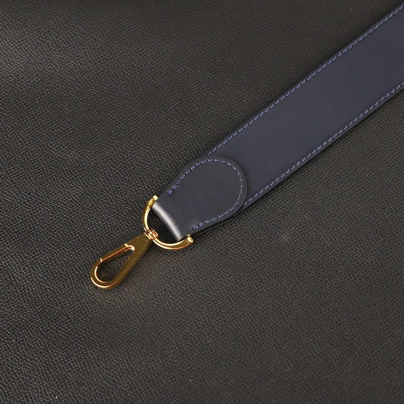 Hermès Style Black Box Calf Leather Bandoulière (38mm Wide): Compatible Shoulder Strap Replacement for Kelly Bags