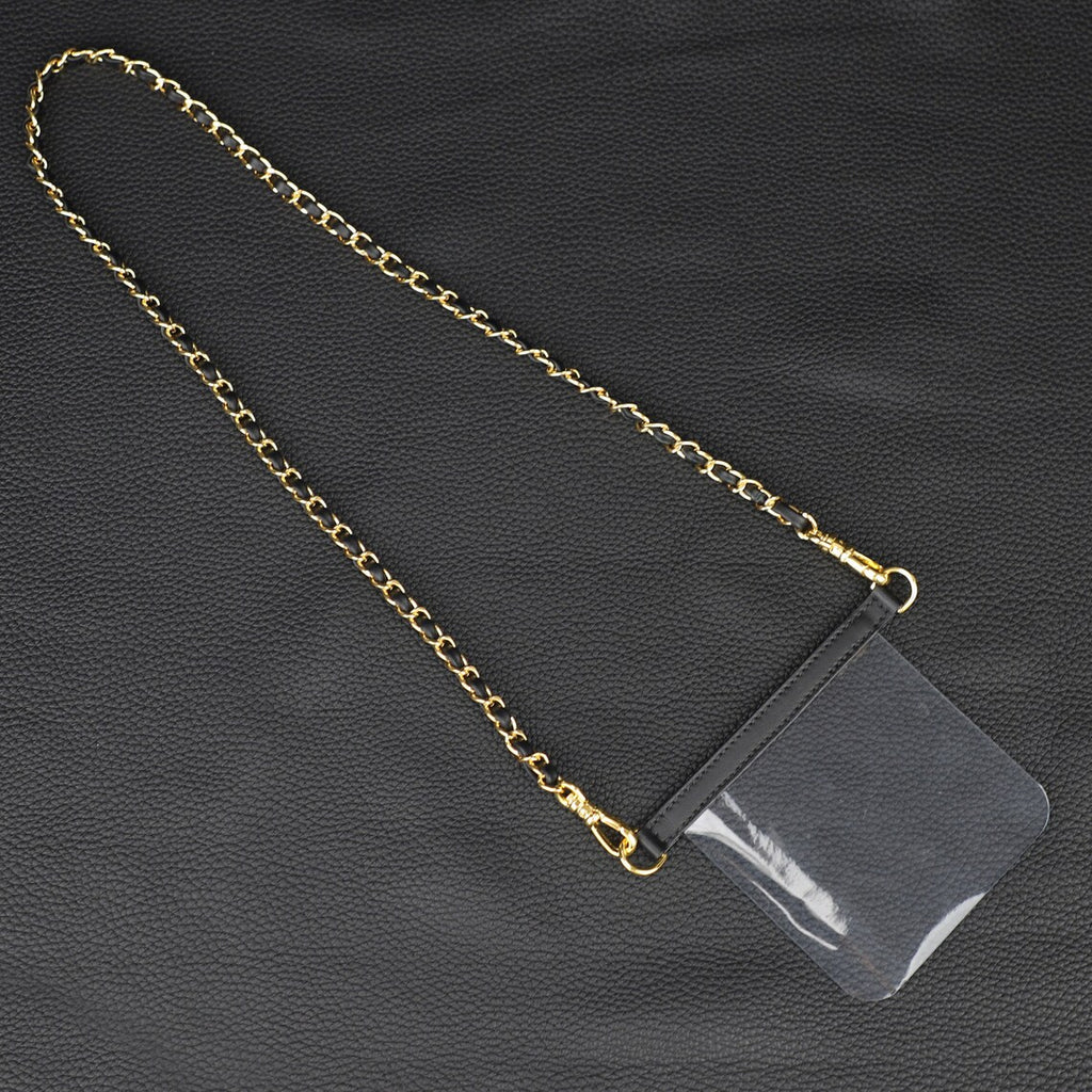 Leather Chain Wallet Strap: Transparent Silicone Insert