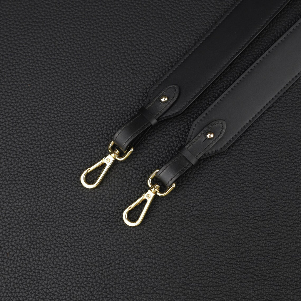 Hermès Style Black Swift Leather Bandoulière (30mm Wide): Detachable Shoulder/Crossbody Strap Compatible with Luxury Bags