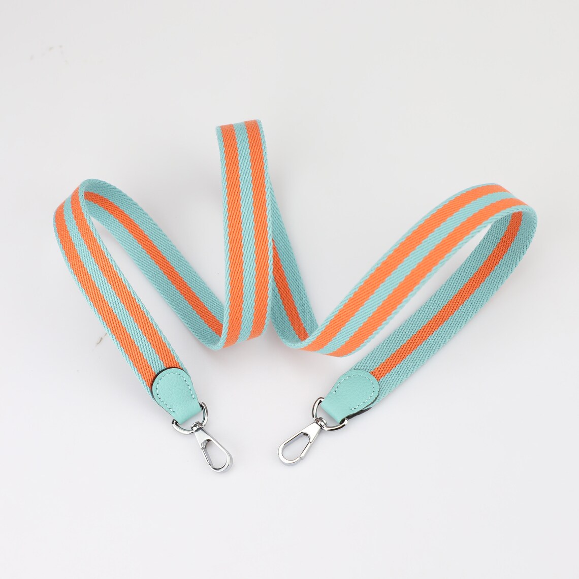 Bleu Saint Cyr & Orange Striped Bag Strap: Clemence Leather, Crossbody Style