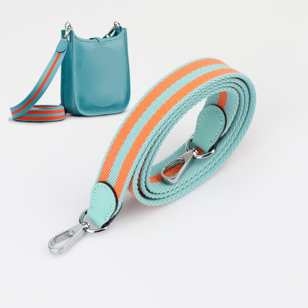 Bleu Saint Cyr & Orange Striped Bag Strap: Clemence Leather, Crossbody Style