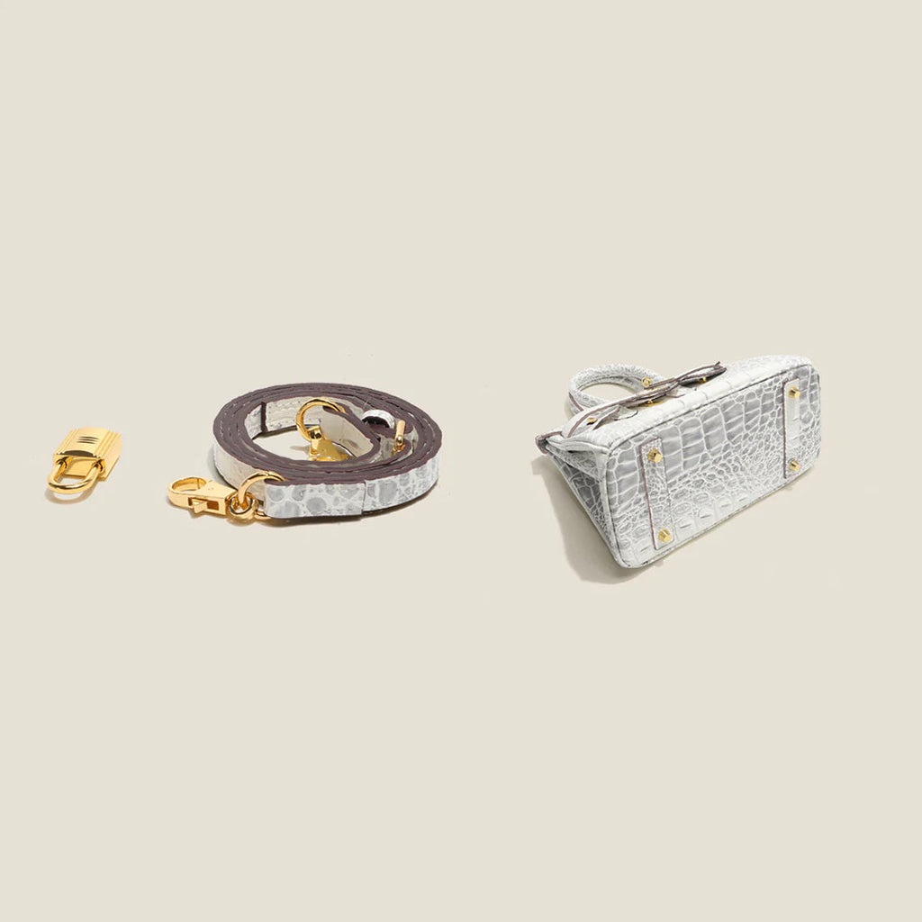 Himalaya White Crocodile Embossed Leather Bag | Luxury Crossbody Bag for Women