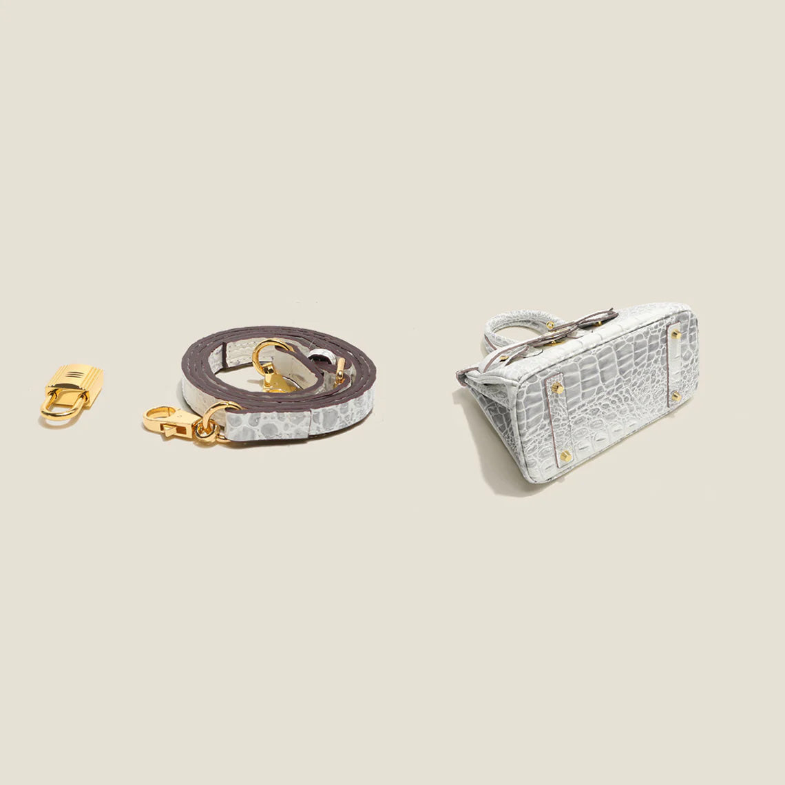 Himalaya White Crocodile Embossed Leather Bag | Luxury Crossbody Bag for Women