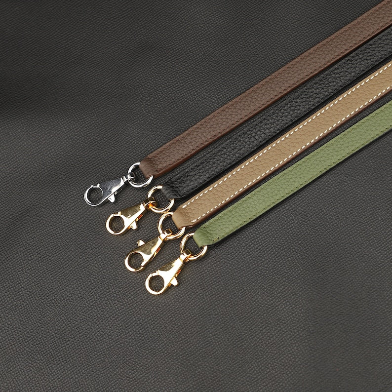 Hermès Style Clemence Leather Bandoulière (16mm Slim): Compatible Crossbody/Shoulder Strap for Small & Mini Bags