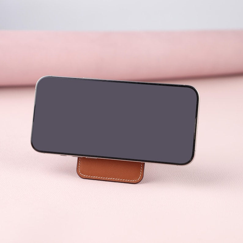 Porte-cartes MagSafe en veau Swift coloris Gold.Cheval MagSafe card holder,Magnetic Phone Card Holder Kickstand Slim Matte Card Bag