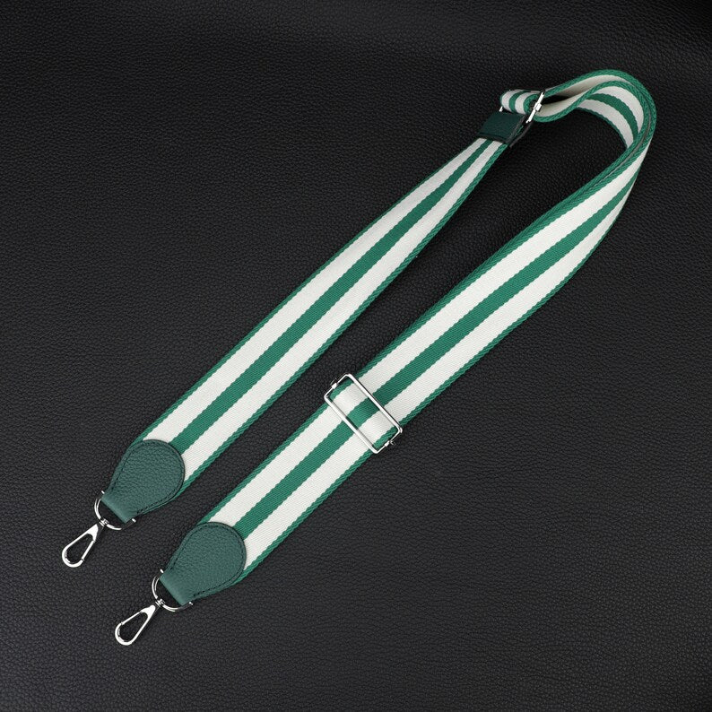 Striped Canvas Crossbody Bag Strap - 50mm Wide Adjustable Replacement