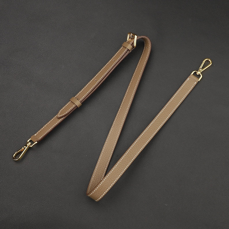 Hermès Style Black Togo Leather Adjustable Bandoulière (18mm Slim): Compatible Crossbody/Shoulder Strap