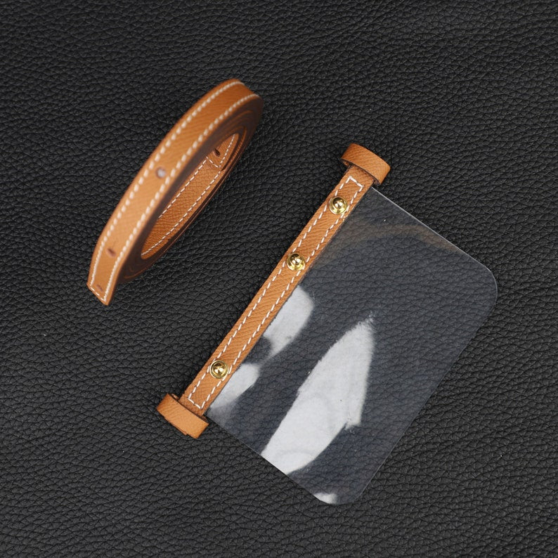 Epsom Leather Wallet Strap with Clear Silicone Insert
