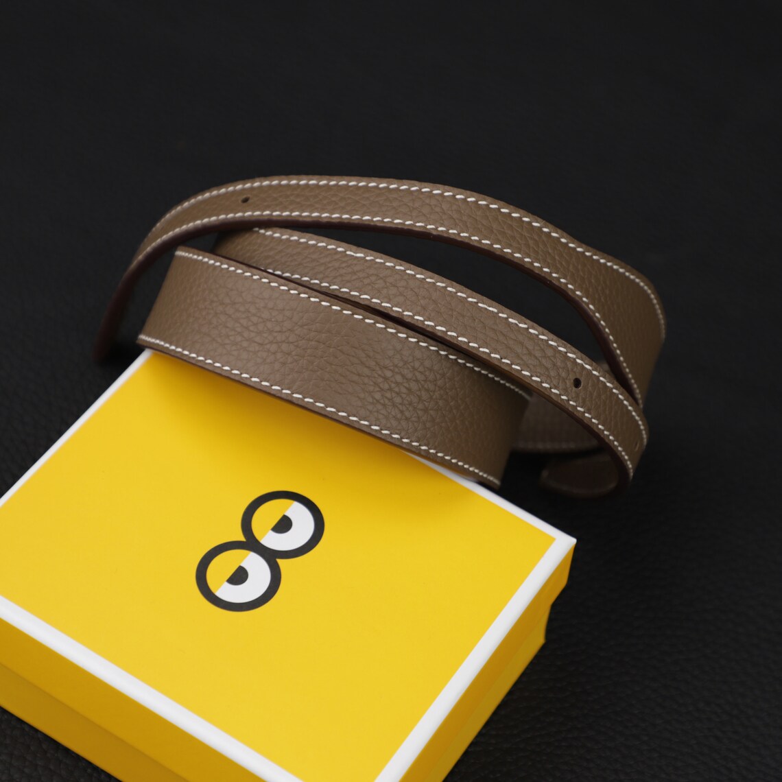 Hermès Style Etoupe (18) Togo Leather Bandoulière (30mm Wide): Compatible Shoulder/Crossbody Strap