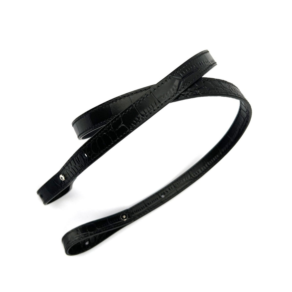 Hermès Style Black Crocodile Grain Leather Bandoulière (15mm Slim): Luxury Crossbody/Shoulder Strap