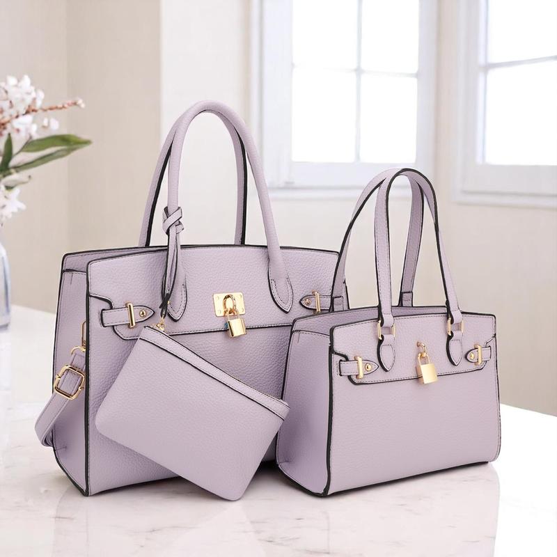 3-Piece Vegan Leather Handbag Set, Fashion Tote Bag with Crossbody Bag and Extra Pouch, Women's Musthave Bag for Fall, Winter and Holiday