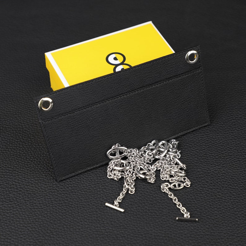 Epsom Leather Wallet Insert with Chain Strap
