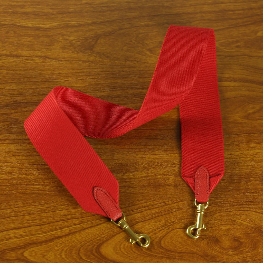 Black Calfskin Leather Bag Strap: 2.4inch Wide Canvas