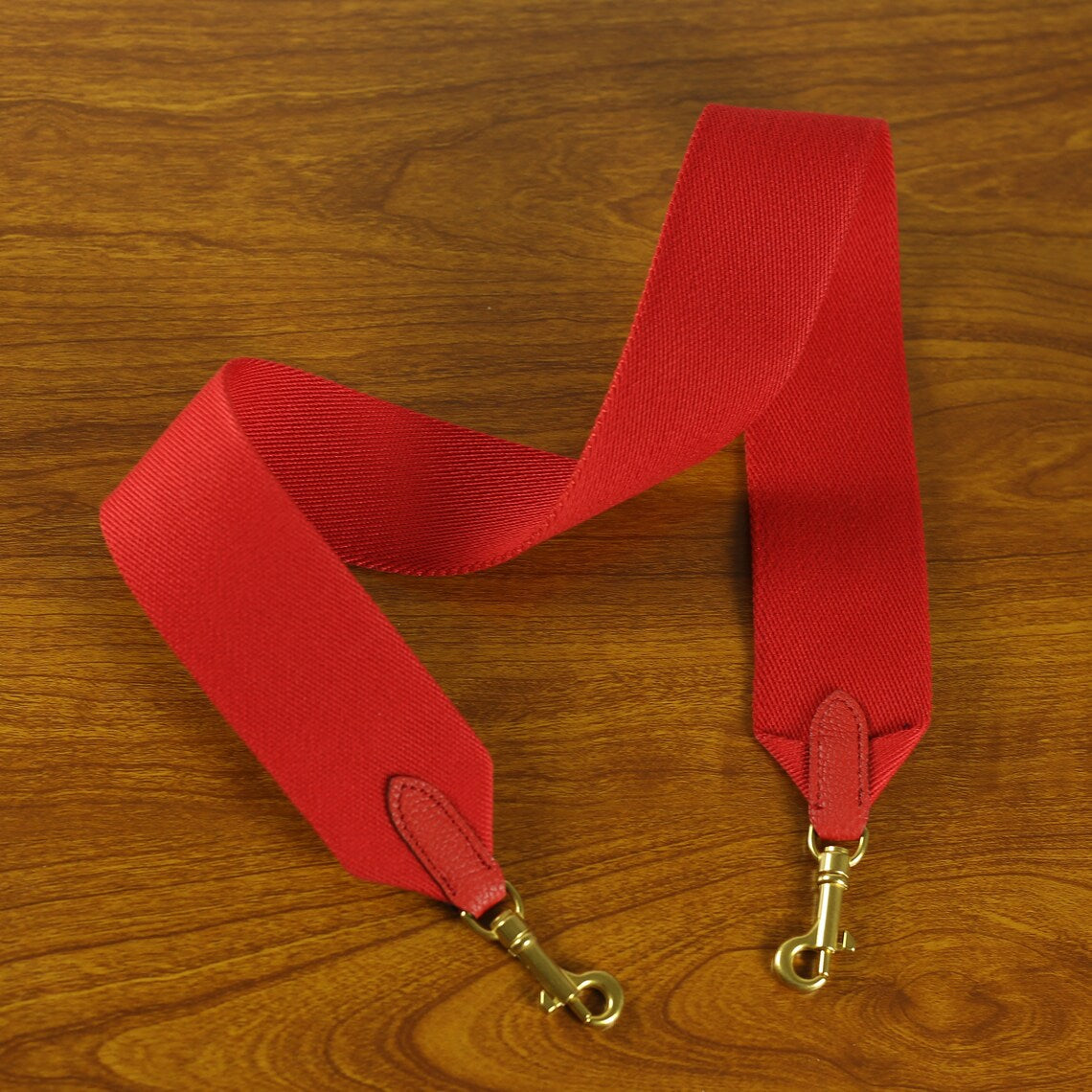 Black Calfskin Leather Bag Strap: 2.4inch Wide Canvas