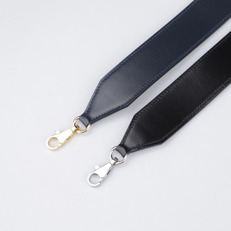 Hermès Style Black Box Calf Leather Bandoulière (40mm Wide): Compatible Shoulder/Crossbody Strap for Kelly Bags