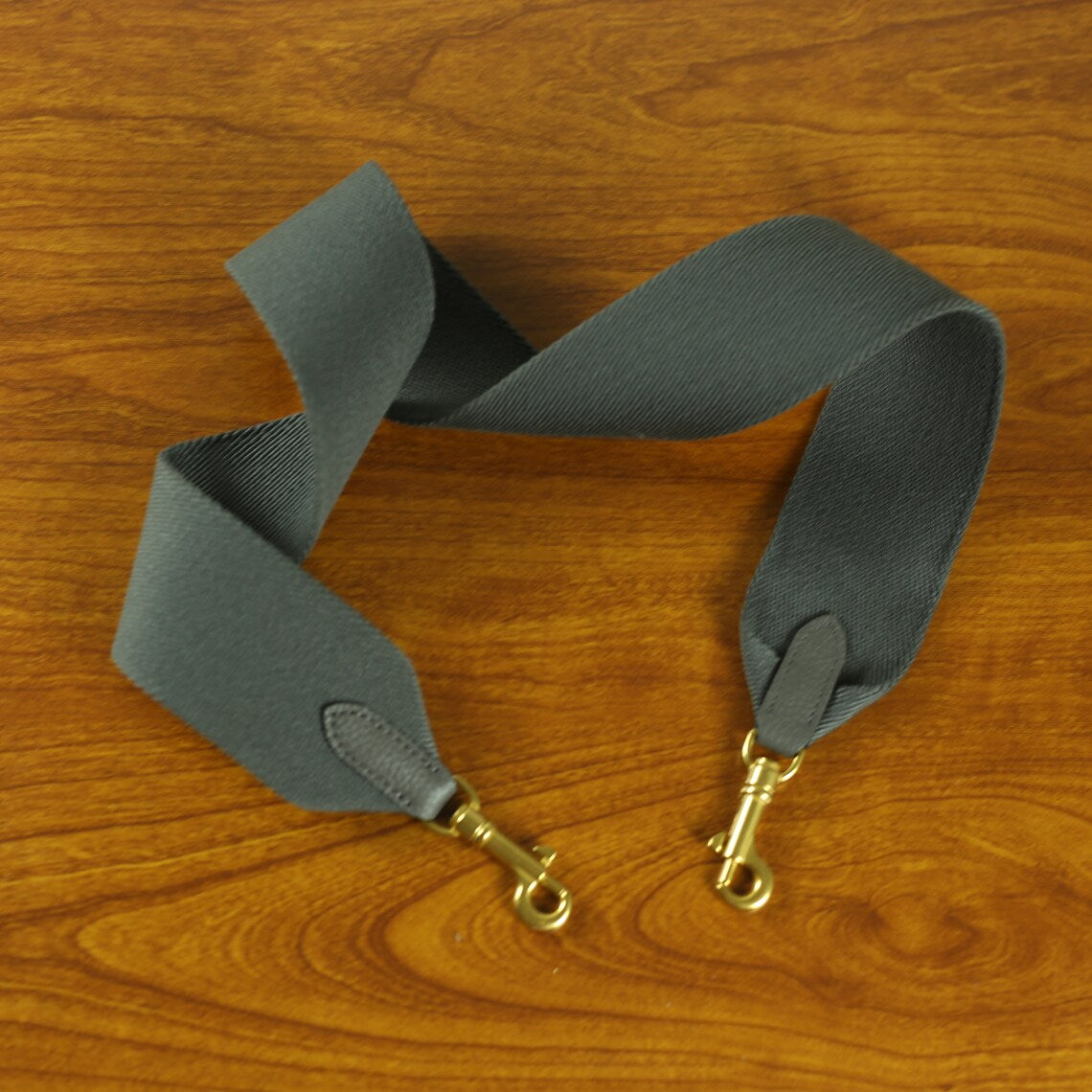 Black Calfskin Leather Bag Strap: 2.4inch Wide Canvas