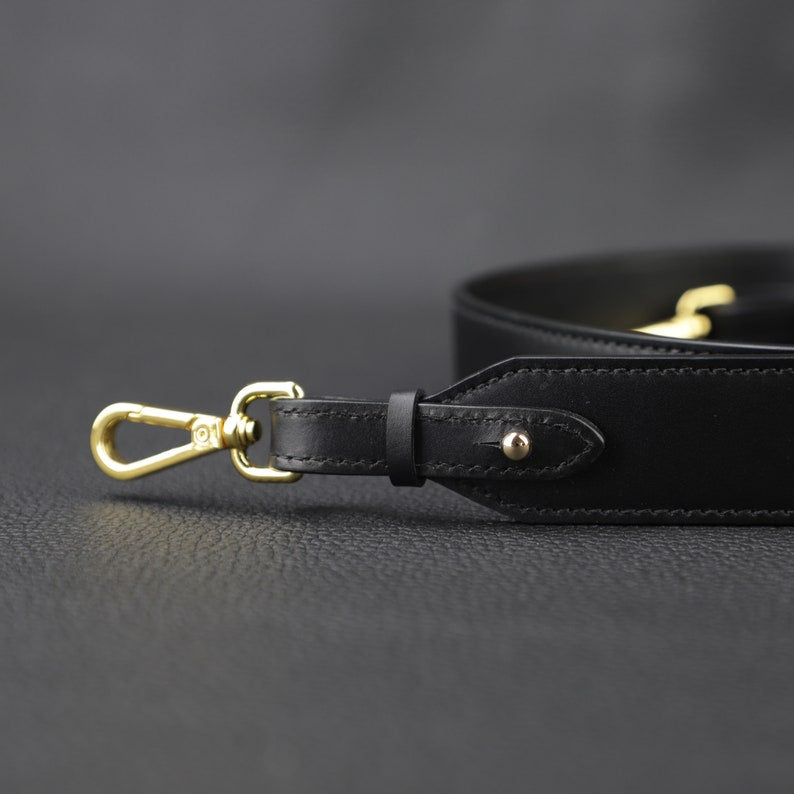 Hermès Style Black Swift Leather Bandoulière (30mm Wide): Detachable Shoulder/Crossbody Strap Compatible with Luxury Bags