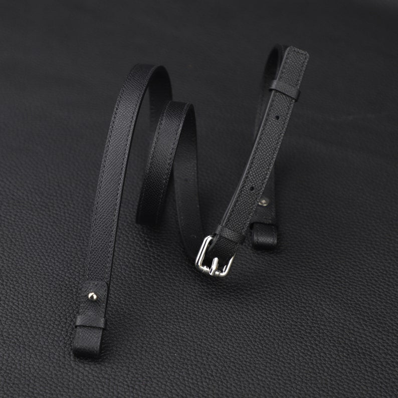 Hermès Style Epsom Leather Adjustable Bandoulière (15mm Ultra-Slim): Compatible Crossbody Strap for Mini Bags & Pochette