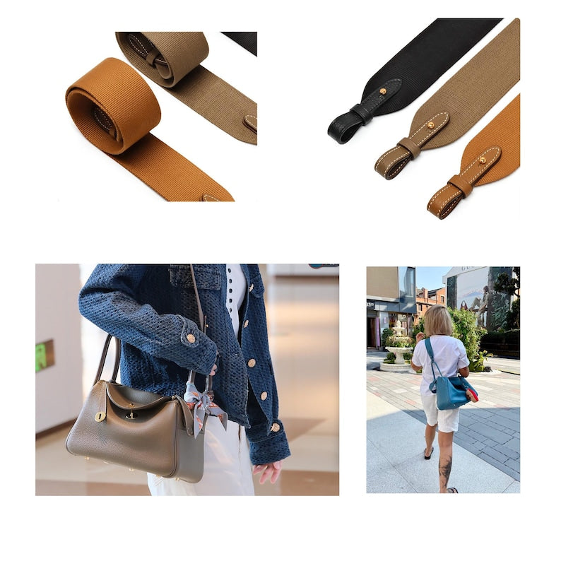 50mm Canvas Shoulder Bag Strap with toog leather loops for lindy bag,Fit evelyne bags,Birkin bags and more luxury handbags