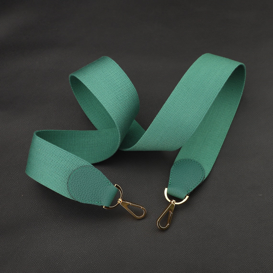 Canvas Bag Strap: 5cm Wide, Leather Accents, Gold Clasp