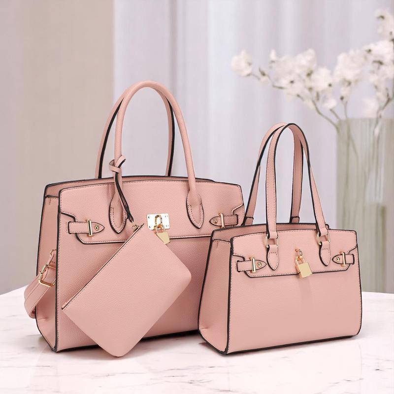 3-Piece Vegan Leather Handbag Set, Fashion Tote Bag with Crossbody Bag and Extra Pouch, Women's Musthave Bag for Fall, Winter and Holiday