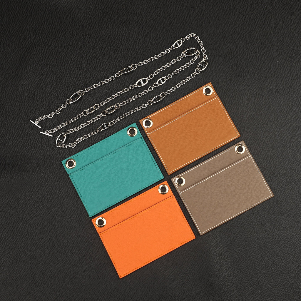 Epsom Leather Wallet Insert with Chain Strap: Constance Compact Wallet