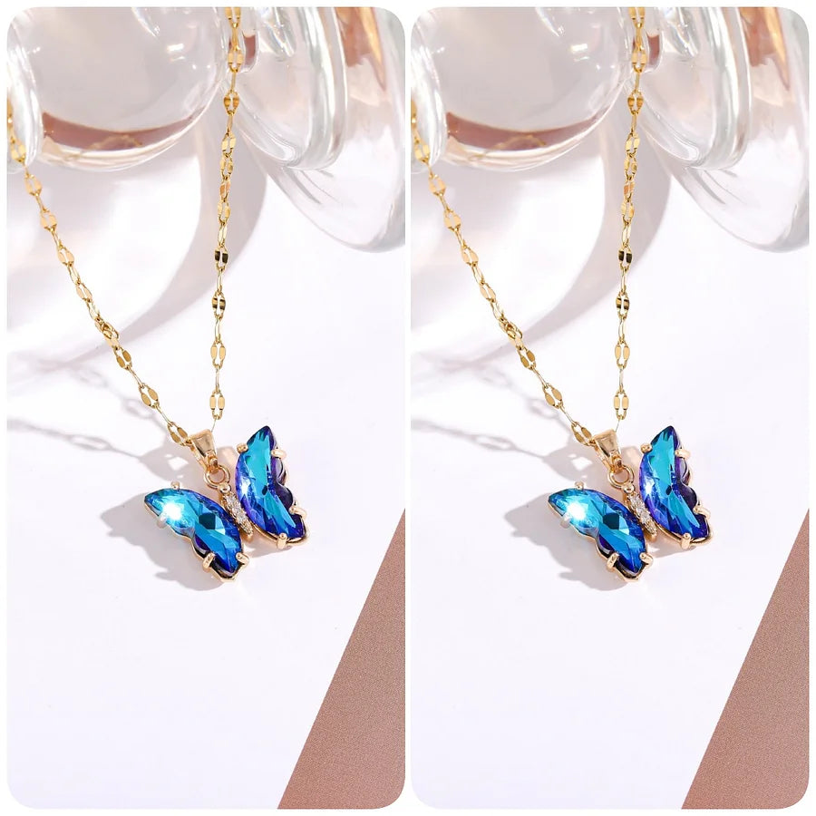 Love & Freedom Crystal Butterfly Necklace