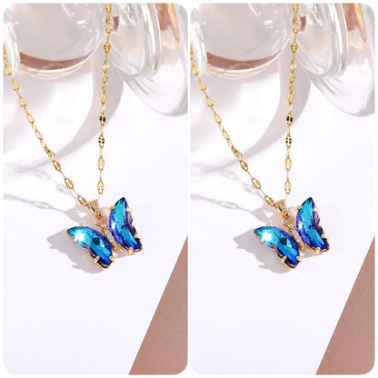 Love & Freedom Crystal Butterfly Necklace