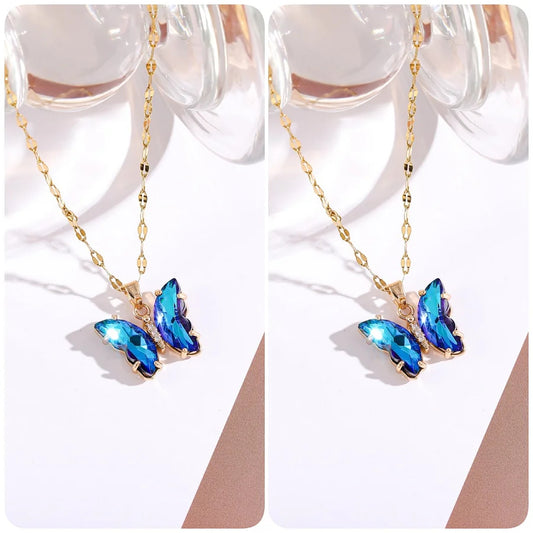 Love & Freedom Crystal Butterfly Necklace