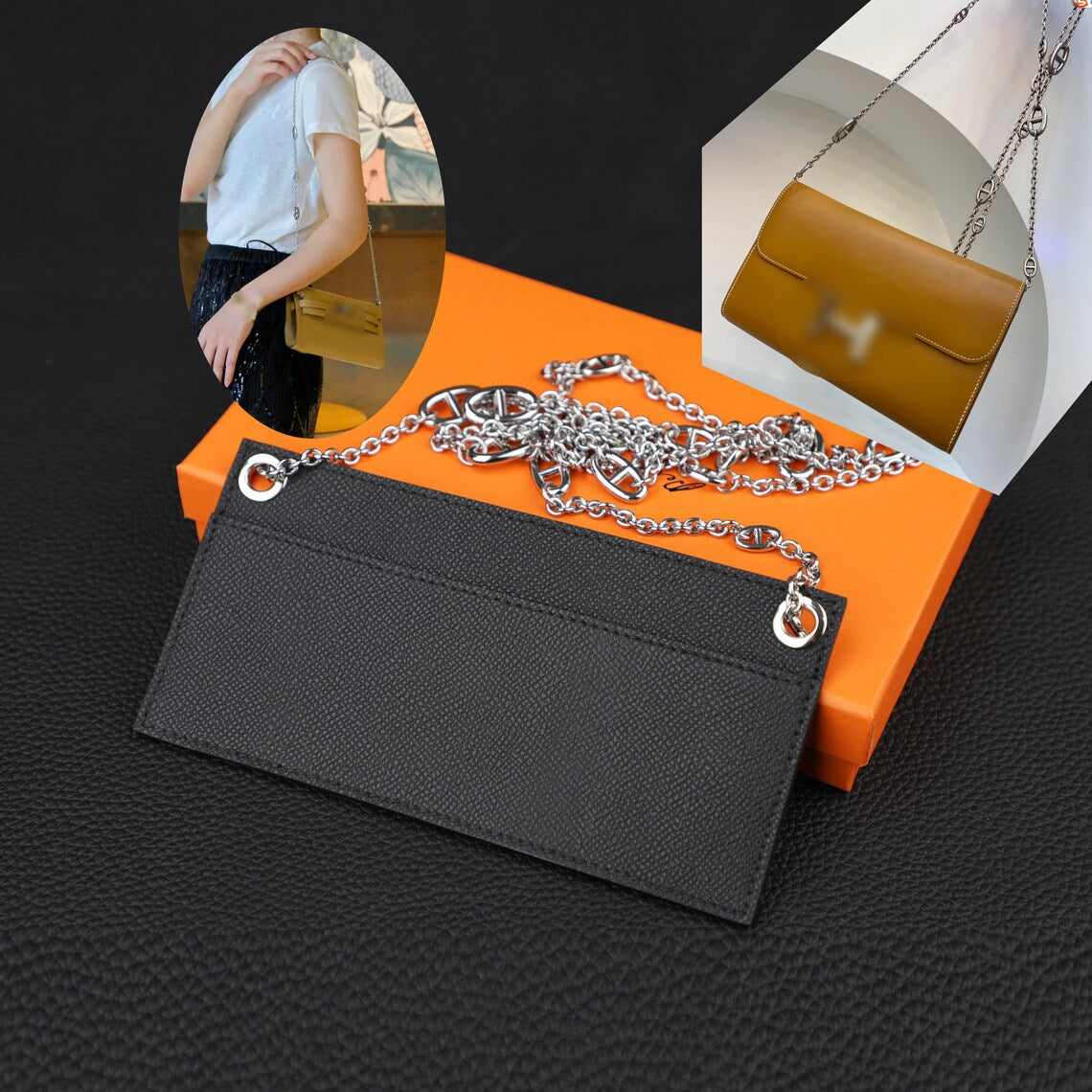 Epsom Leather Wallet Insert with Chain Strap