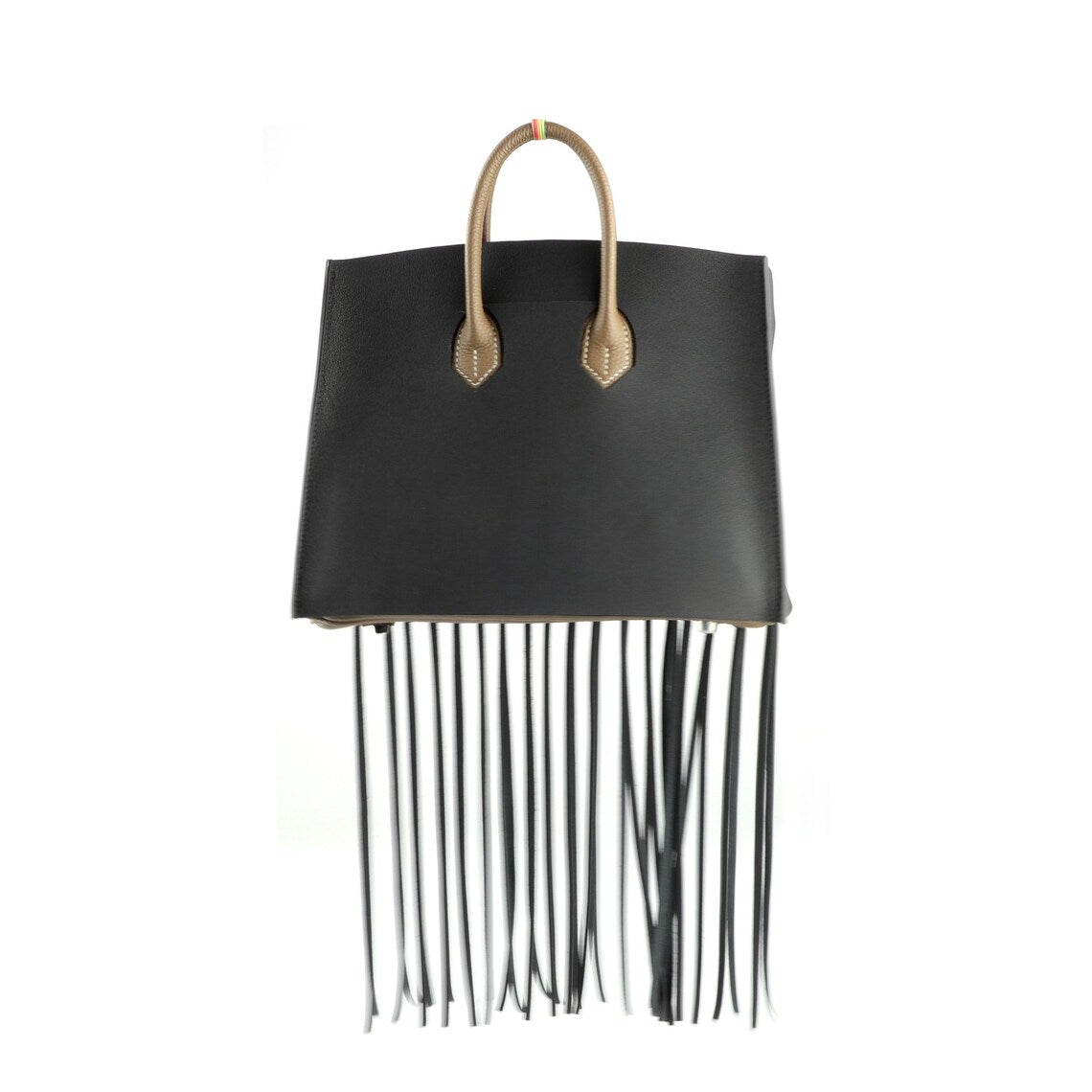 Black Fringe Bag Cover for Kelly bag | Leather Protective Bag Cape | Luxury Purse Cover with Long Tassels | Custom Handmade Bag Accessory