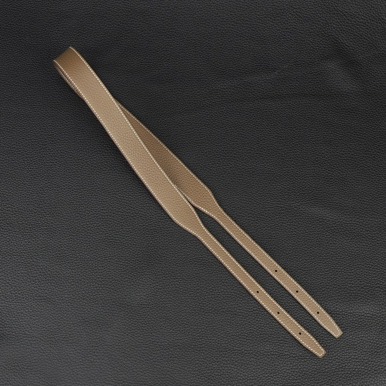 Artisanal Togo Leather Bandoulière (30mm Wide): Hand-Stitched Shoulder Strap Compatible with Hermès Halzan Bag