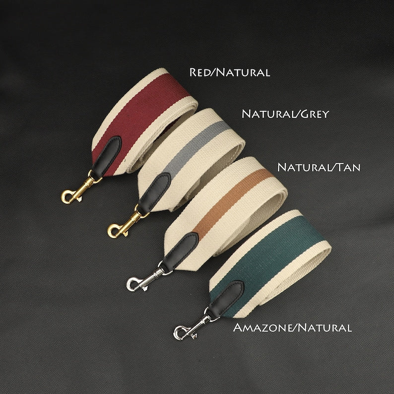 Textile & Calfskin Bag Strap: 2" Wide, Crossbody or Shoulder