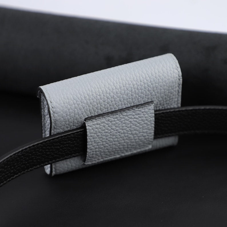 Handmade Clemence Leather Pocket | Hand-Stitched Bag Strap Holder or Fashion Belt Accessory