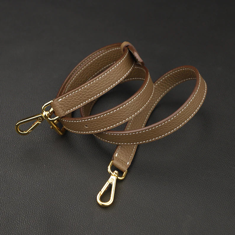 Hermès Style Black Togo Leather Adjustable Bandoulière (18mm Slim): Compatible Crossbody/Shoulder Strap